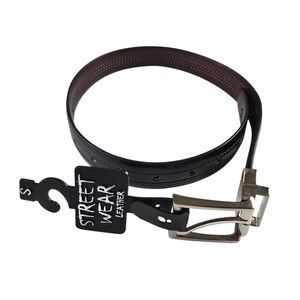 Street Wear Leather Kids Reversible Belt Size S Black Brown with Silver Buckle